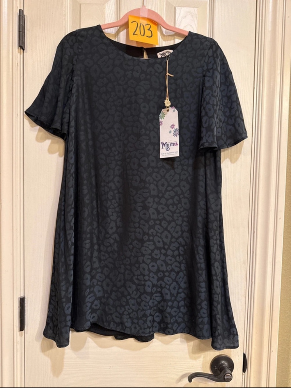 Show Me Your MuMu womens Black and dark green leopard print swing dress. Sz S.